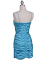 6350 Turquoise Pleated Cocktail Dress - Turquoise, Back View Thumbnail