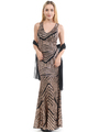 70-5150 Sleeveless V-Neck Sequin Evening Dress - BlackBronze, Front View Thumbnail