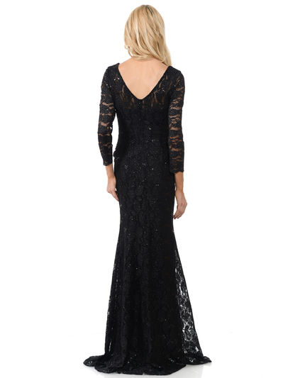 70-5162 Three-Quarter Sleeve Mother of the Bride Evening Dress - Black, Alt View Medium