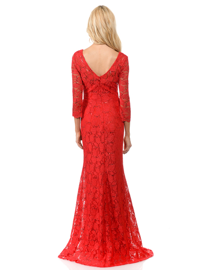 70-5162 Three-Quarter Sleeve Mother of the Bride Evening Dress - Red, Alt View Medium