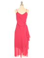 7002 Fuschia Chiffon Evening Dress - Fuschia, Front View Thumbnail