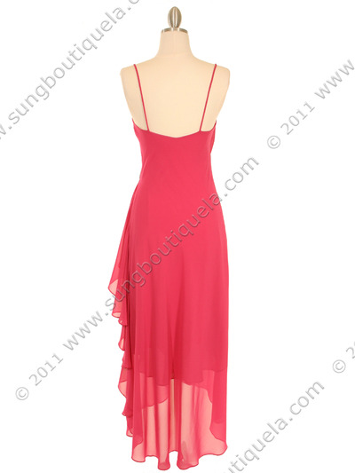 7002 Fuschia Chiffon Evening Dress - Fuschia, Back View Medium