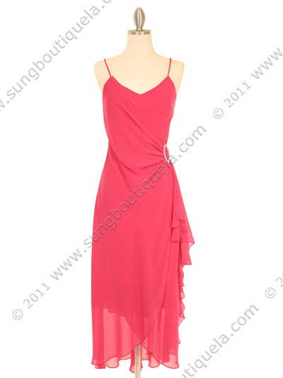 7002 Fuschia Chiffon Evening Dress - Fuschia, Front View Medium