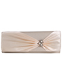 JX7004 Beige Satin Evening Bag - Beige, Front View Thumbnail