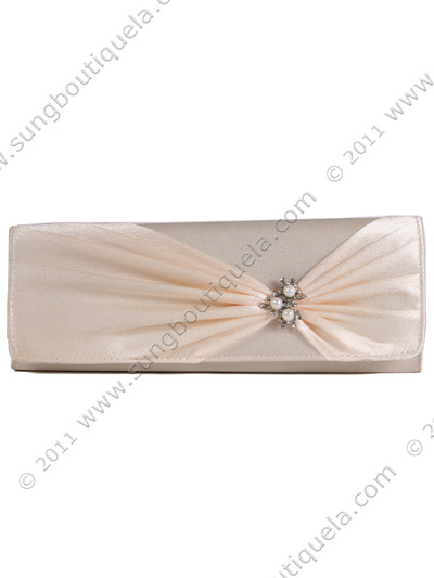 JX7004 Beige Satin Evening Bag - Beige, Front View Medium