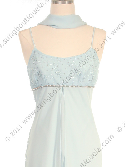 7013 Baby Blue Empire Waist Evening Dress - Baby Blue, Alt View Medium