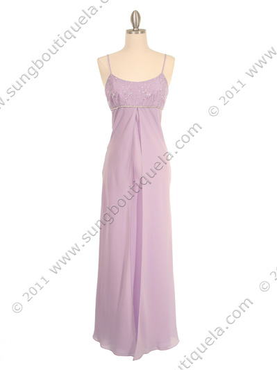 7013 Lilac Empire Waist Evening Dress - Lilac, Front View Medium