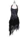 7015 Black Silk Cocktail Dress - Black, Front View Thumbnail