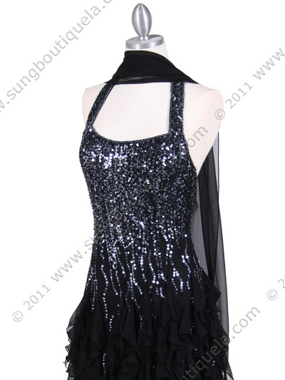 7015 Black Silk Cocktail Dress - Black, Alt View Medium