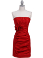 7016 Red Taffeta Homecoming Dress - Red, Front View Thumbnail