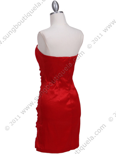 7016 Red Taffeta Homecoming Dress - Red, Back View Medium