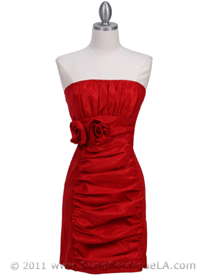 7016 Red Taffeta Homecoming Dress, Red