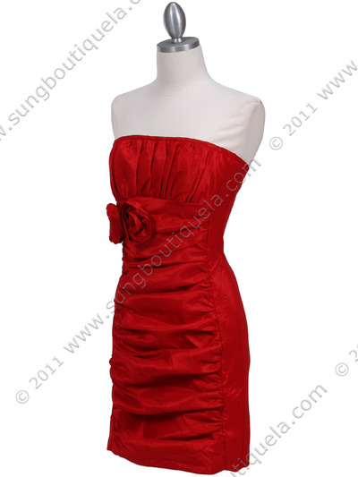 7016 Red Taffeta Homecoming Dress - Red, Alt View Medium