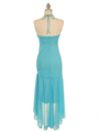 7020 Turquoise Halter Cocktail Dress with Rhinestone Brooch - Turquoise, Back View Thumbnail