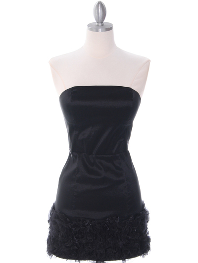 7021 Black Floral Party Dress - Black, Front View Medium