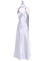 7023 Silver Satin Halter Evening Dress - Silver, Alt View Thumbnail