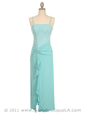 7033 Aqua Glitter Evening Dress, Aqua