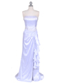 7053 White Strapless Beaded Evening Gown - White, Front View Thumbnail