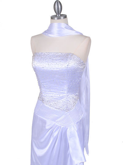 7053 White Strapless Beaded Evening Gown - White, Alt View Medium
