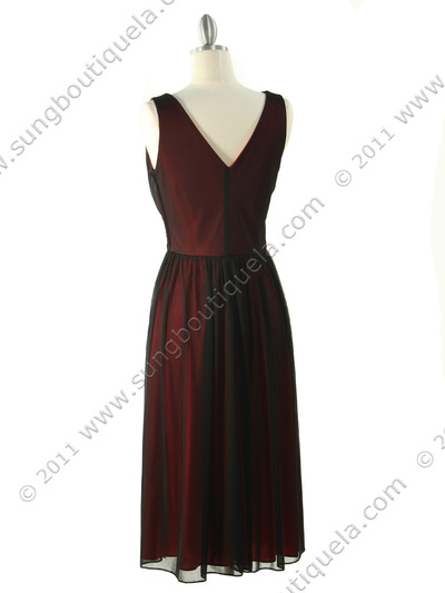 7060 Black/Red Mesh 3/4 Classis Dress - Black Red, Back View Medium