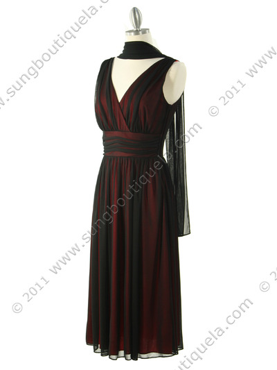 7060 Black/Red Mesh 3/4 Classis Dress - Black Red, Alt View Medium