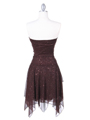 7061 Brown Glitter Party Dress - Brown, Back View Thumbnail