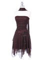 7061 Brown Glitter Party Dress - Brown, Alt View Thumbnail