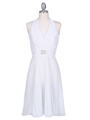 7067 Ivory Halter Cocktail Dress - Ivory, Front View Thumbnail
