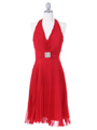 7067 Red Halter Cocktail Dress - Red, Front View Thumbnail