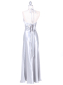 7072 Silver Satin Evening Dress with Rhinestone Strap - Silver, Back View Thumbnail