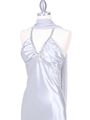 7072 Silver Satin Evening Dress with Rhinestone Strap - Silver, Alt View Thumbnail