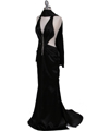 7077 Black Satin Halter Evening Dress - Black, Alt View Thumbnail
