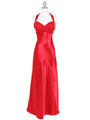 7085 Red Pleated Top Evening Dress - Red, Front View Thumbnail