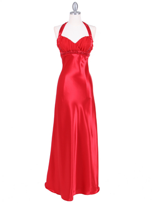 7085 Red Pleated Top Evening Dress, Red