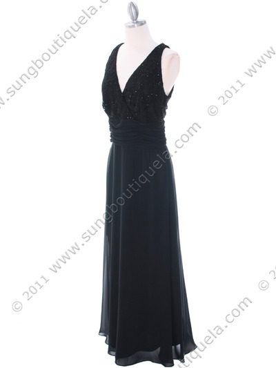 708 Black Lace Glitter Two Piece Mother of The Bride Dress - Black, Alt View Medium