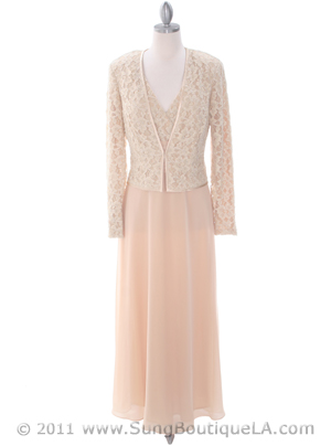 708 Gold Lace Glitter Two Piece Mother of The Bride Dress, Gold