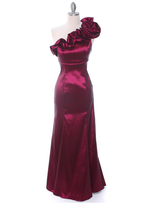 7098 Wine Taffeta Evening Dress, Wine