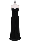 7107 Black Chiffon Evening Dress, Black