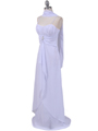 7107 White Chiffon Evening Dress - White, Alt View Thumbnail