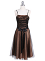 7109 Black/Gold Glitter Tea Length Dress - Black Gold, Front View Thumbnail