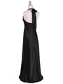 7122 Black Satin Halter Evening Gown - Black, Back View Thumbnail
