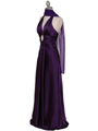 7122 Purple Satin Halter Evening Gown - Purple, Alt View Thumbnail