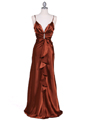 7123 Bronze Satin Evening Dress - Bronze, Front View Thumbnail
