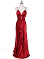 7123 Red Satin Evening Dress - Red, Front View Thumbnail