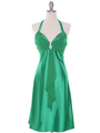 7129 Green Halter Cocktail Dress with Rhinestone Pin    - Green, Front View Thumbnail