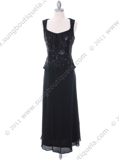 713 Black Mother of The Bride Dress - Black, Front View Medium