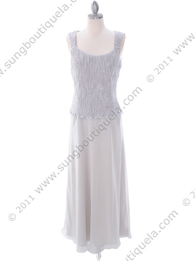 713 Silver Mother of The Bride Dress - Silver, Front View Medium