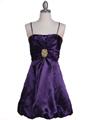 7151 Purple Satin Cocktail Dress - Purple, Front View Thumbnail