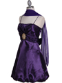 7151 Purple Satin Cocktail Dress - Purple, Alt View Thumbnail