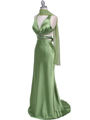 7153 Green Satin Evening Dress - Green, Alt View Thumbnail